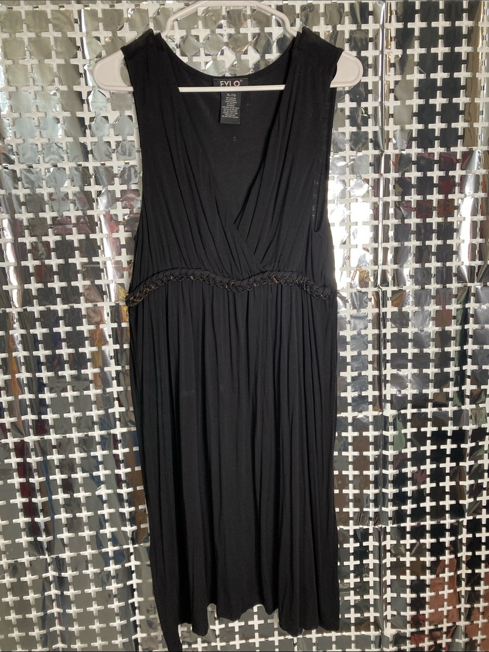 FYLO Black Midi Dress with Braided Waist